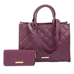 NWT Joy Mangano First class luxury leather quilted handbag wallet